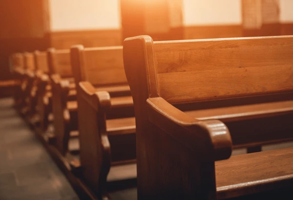 Chairs arranged in the Bilecik Church for worship services